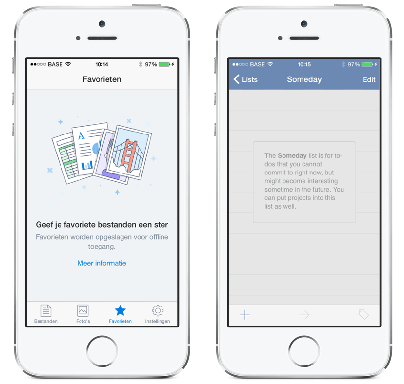 Dropbox and Things iOS apps show descriptive help messages