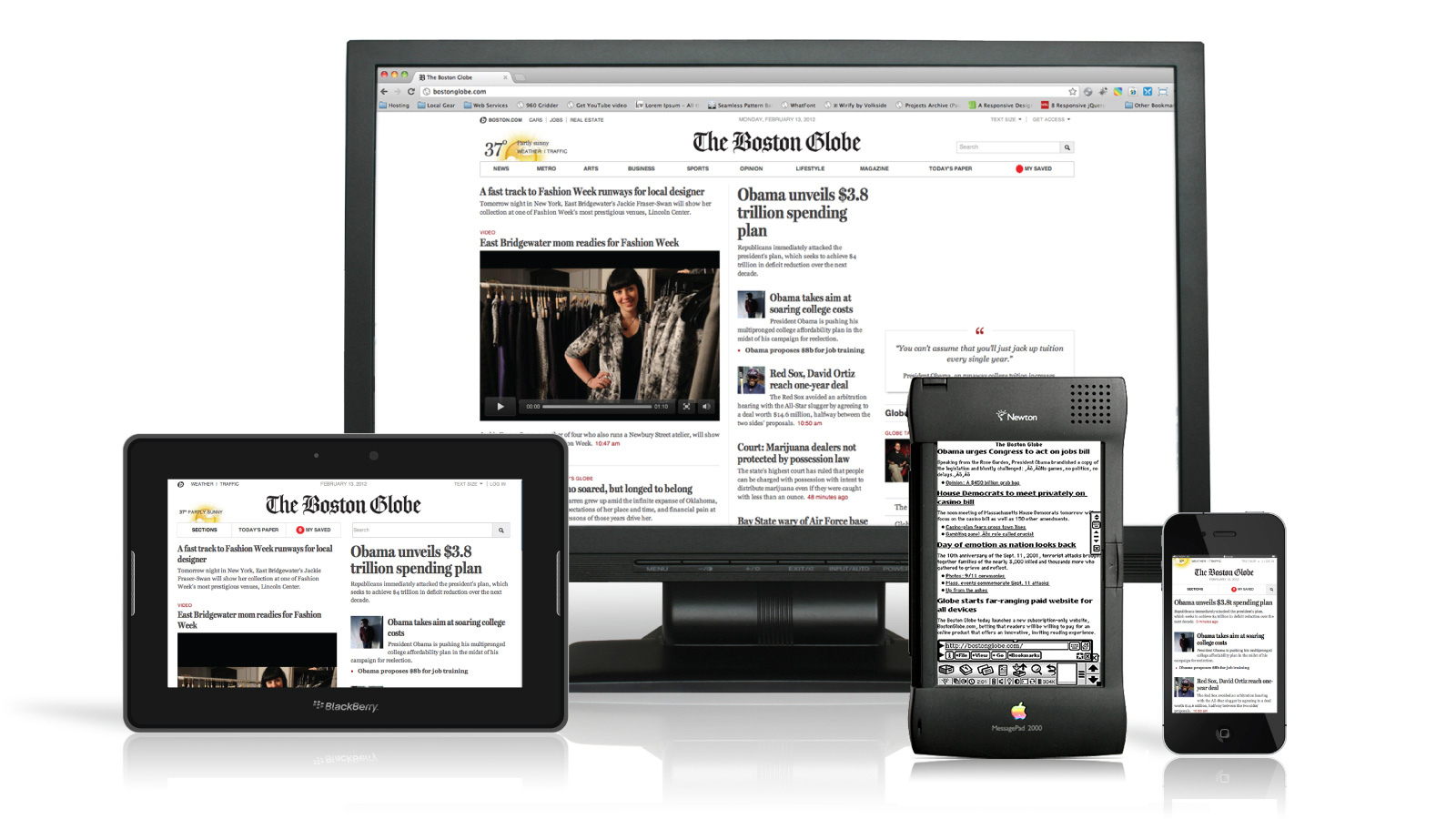 The Boston Globe responsive website anno 2011