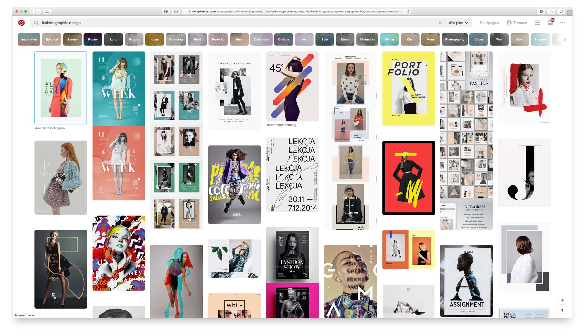 Pinterest search result page for Fashion Graphic Design