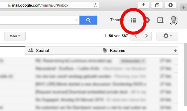 Gmail interface