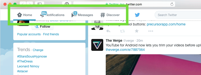 Twitter web app icons