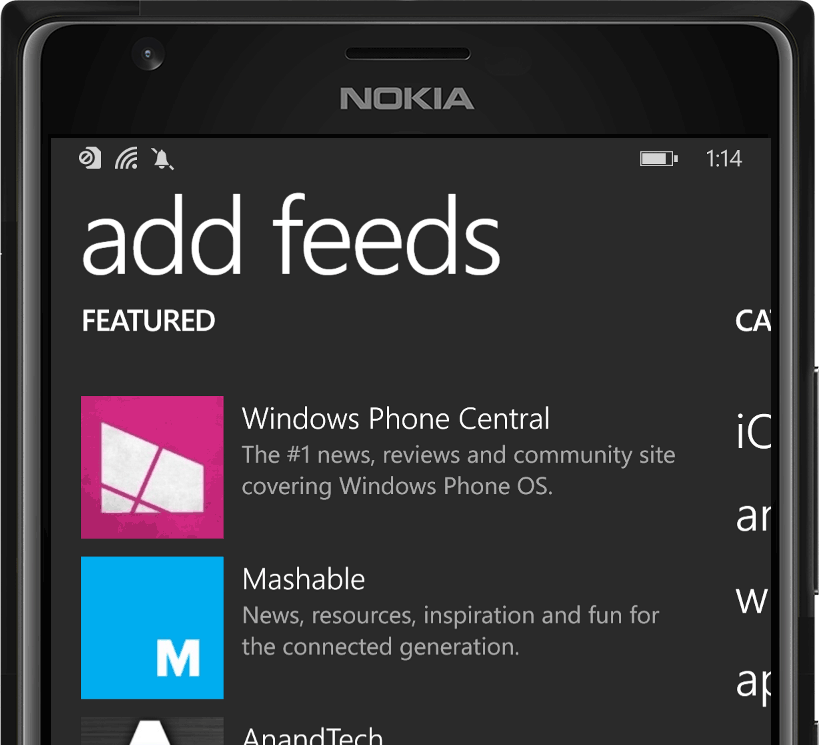 nextgen reader on a nokia windows phone