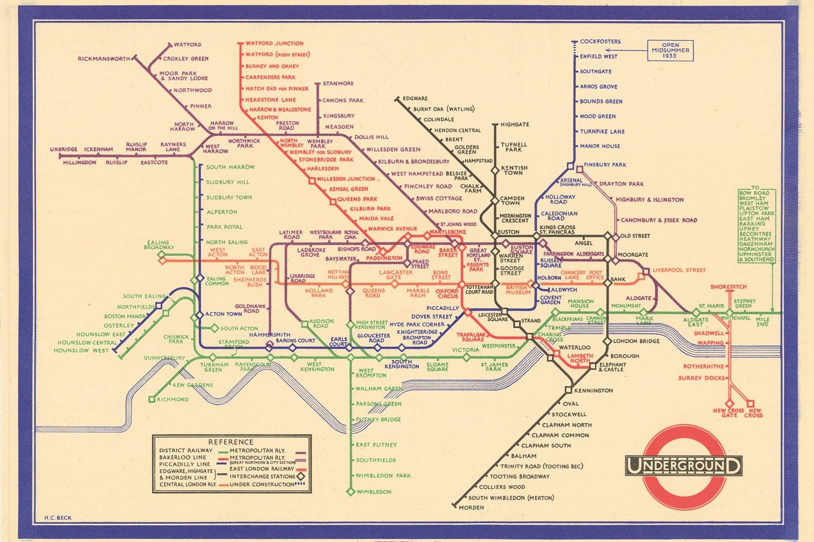 Harry Beck's London Underground map of 1933